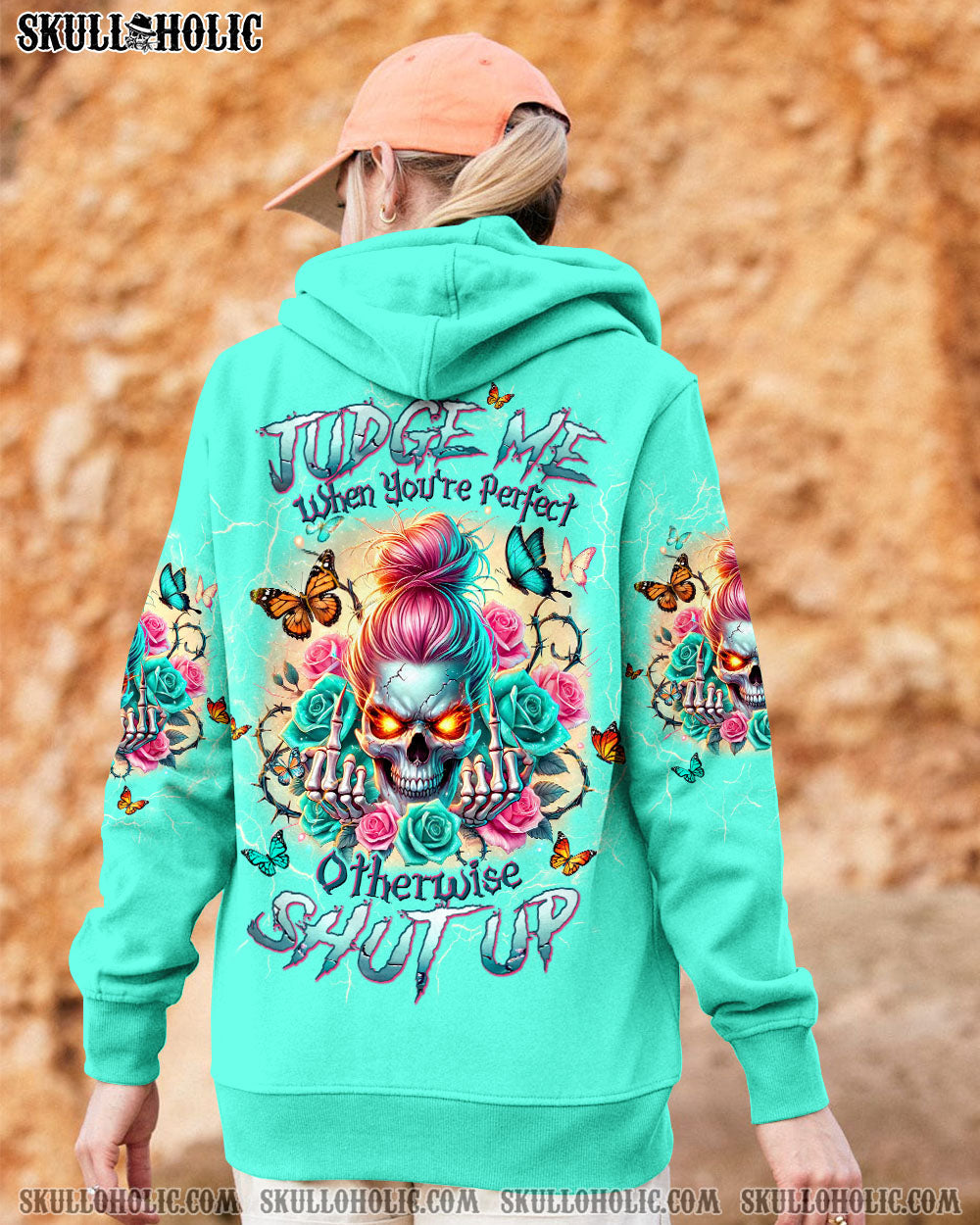 BLISSCORNERS I'M NOT THE SWEET GIRL NEXT DOOR MESSY BUN SKULL ALL OVER PRINT