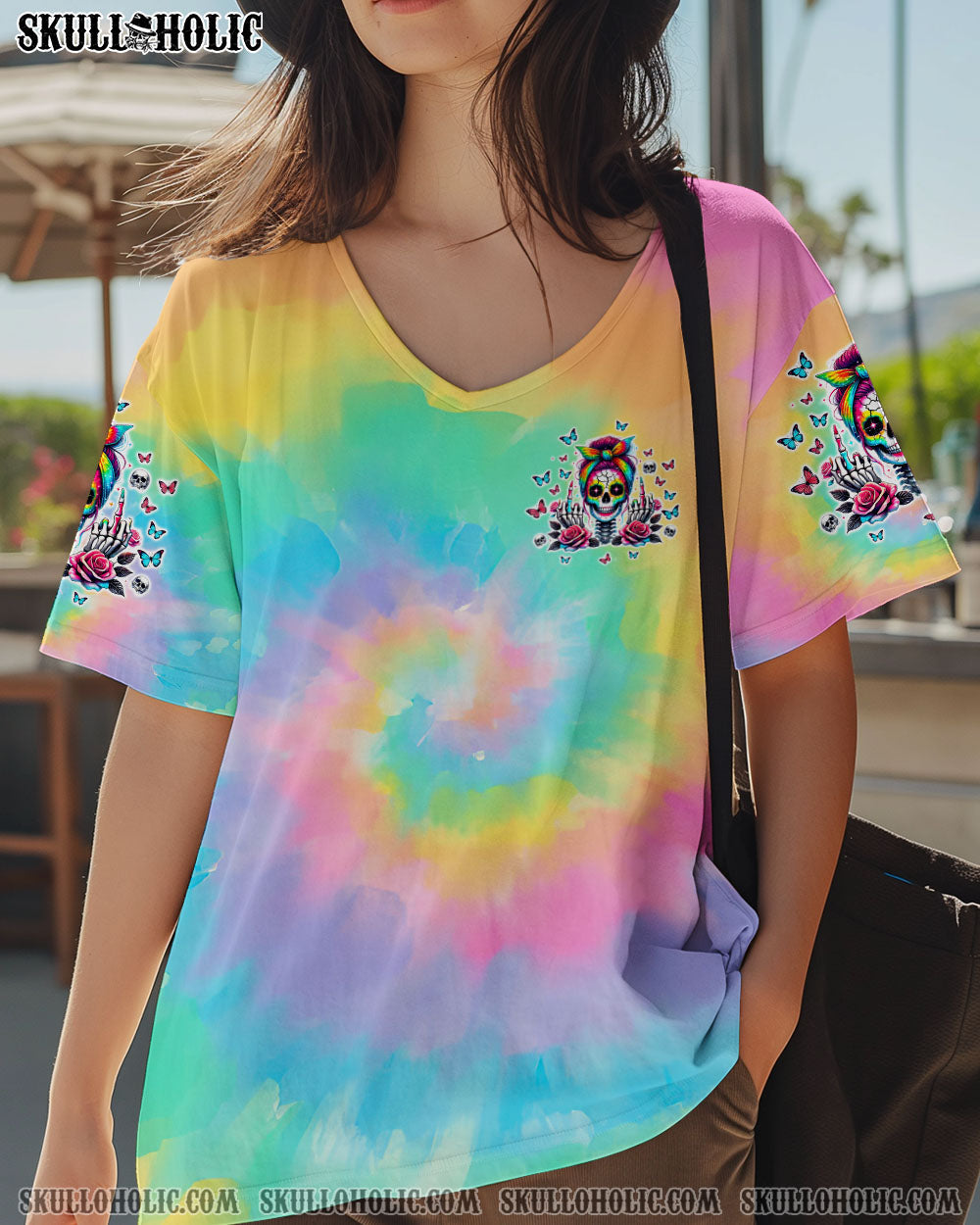 BLISSCORNERS HOW HEARTLESS I CAN BE SKULL MESSY BUN ALL OVER PRINT