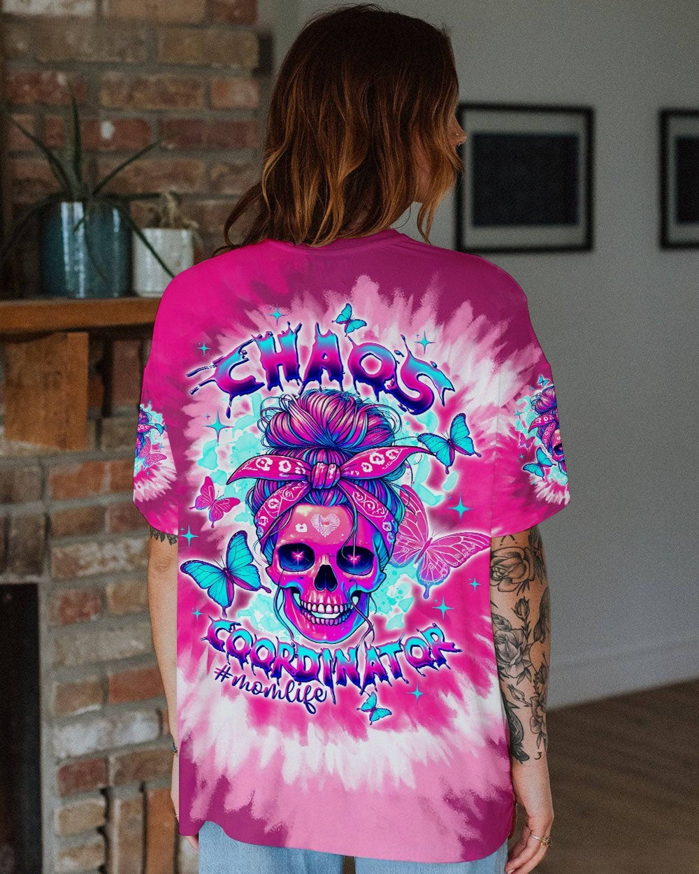 BLISSCORNERS BUT DID YOU DIE MOM LIFE SKULL MESSY BUN ALL OVER PRINT