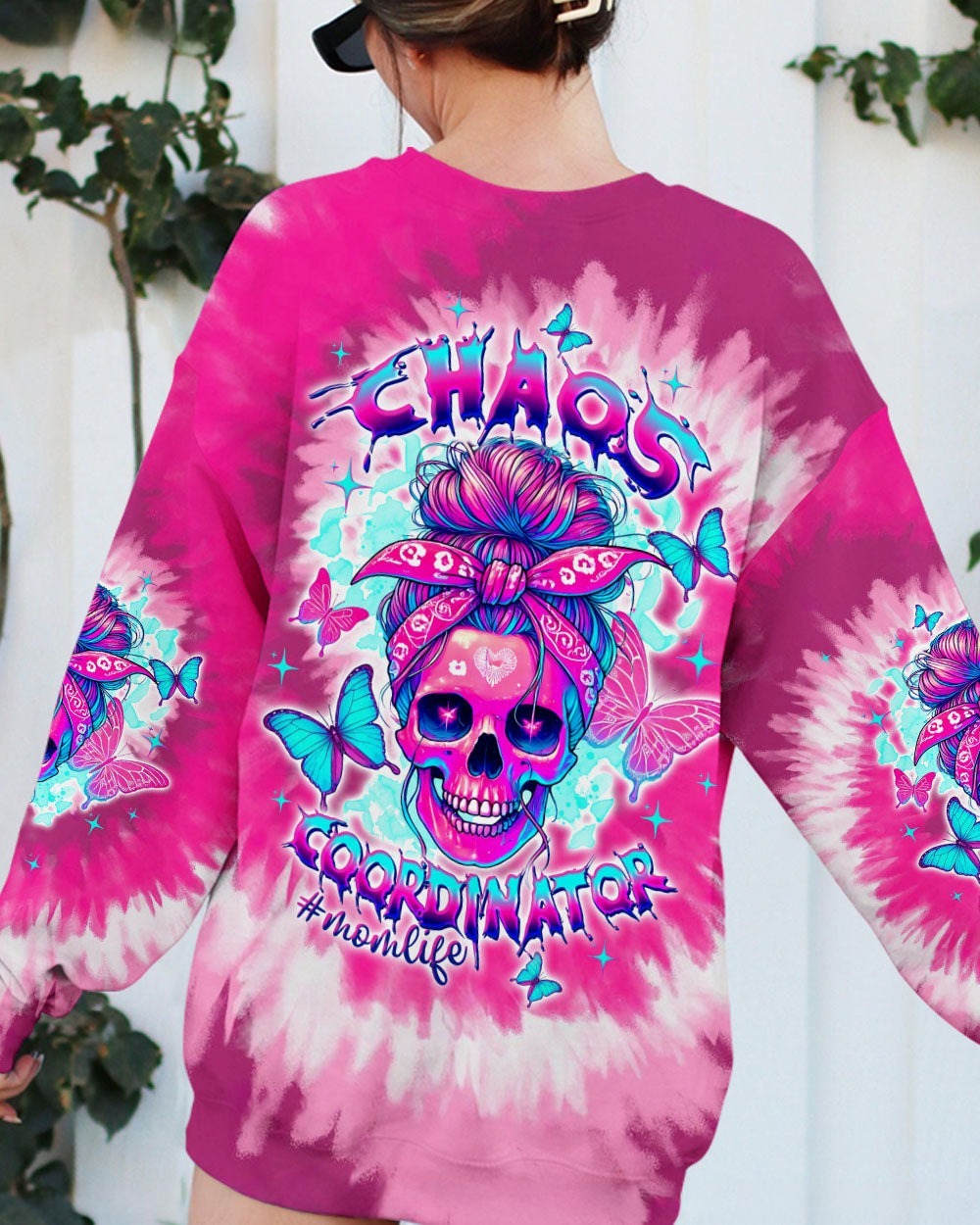 BLISSCORNERS BUT DID YOU DIE MOM LIFE SKULL MESSY BUN ALL OVER PRINT