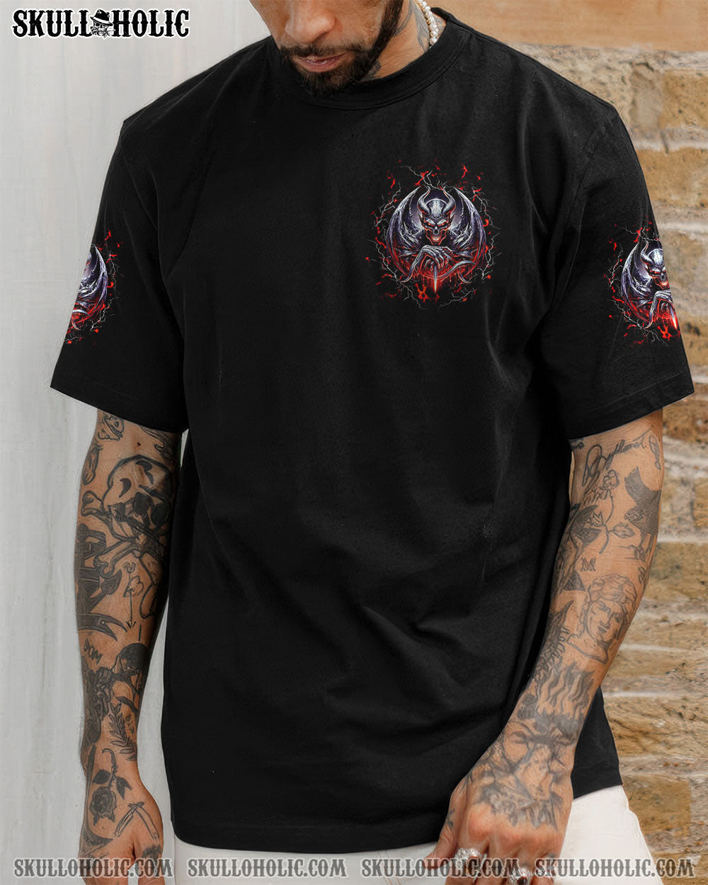 BLISSCORNERS HEAVEN DON'T WANT ME SKULL DEMON ALL OVER PRINT