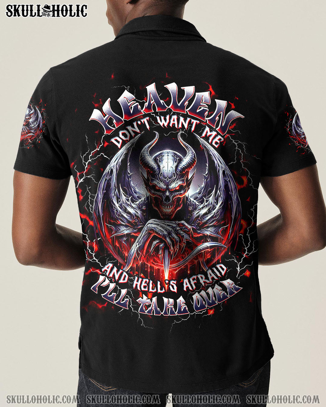 BLISSCORNERS HEAVEN DON'T WANT ME SKULL DEMON ALL OVER PRINT