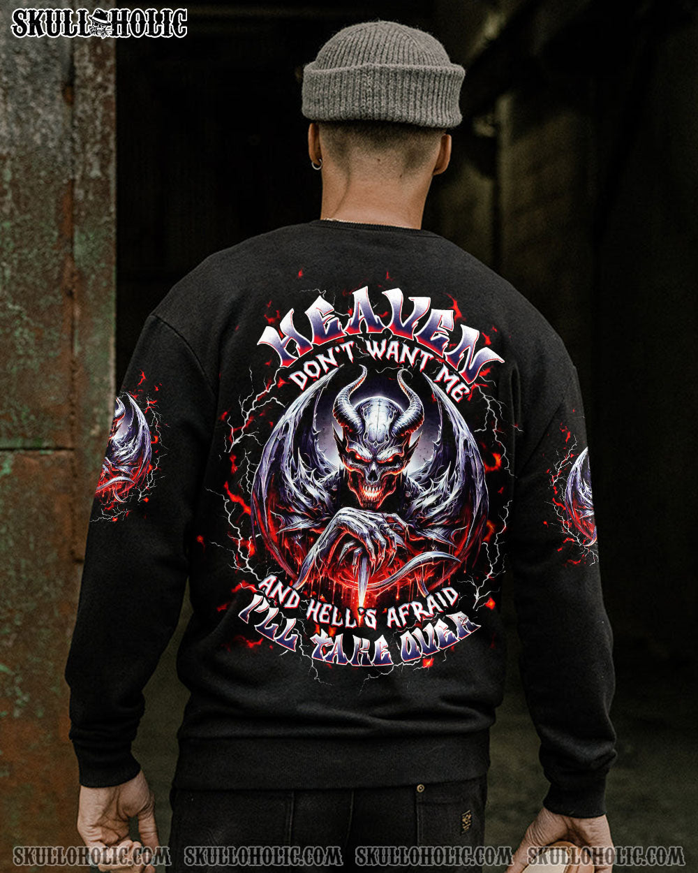 BLISSCORNERS HEAVEN DON'T WANT ME SKULL DEMON ALL OVER PRINT