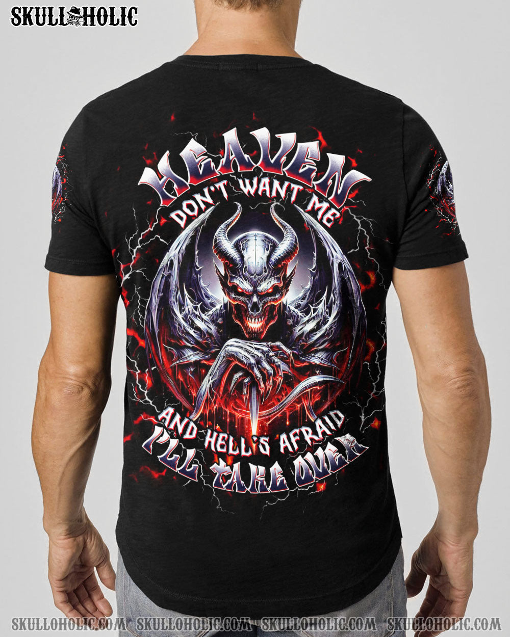 BLISSCORNERS HEAVEN DON'T WANT ME SKULL DEMON ALL OVER PRINT