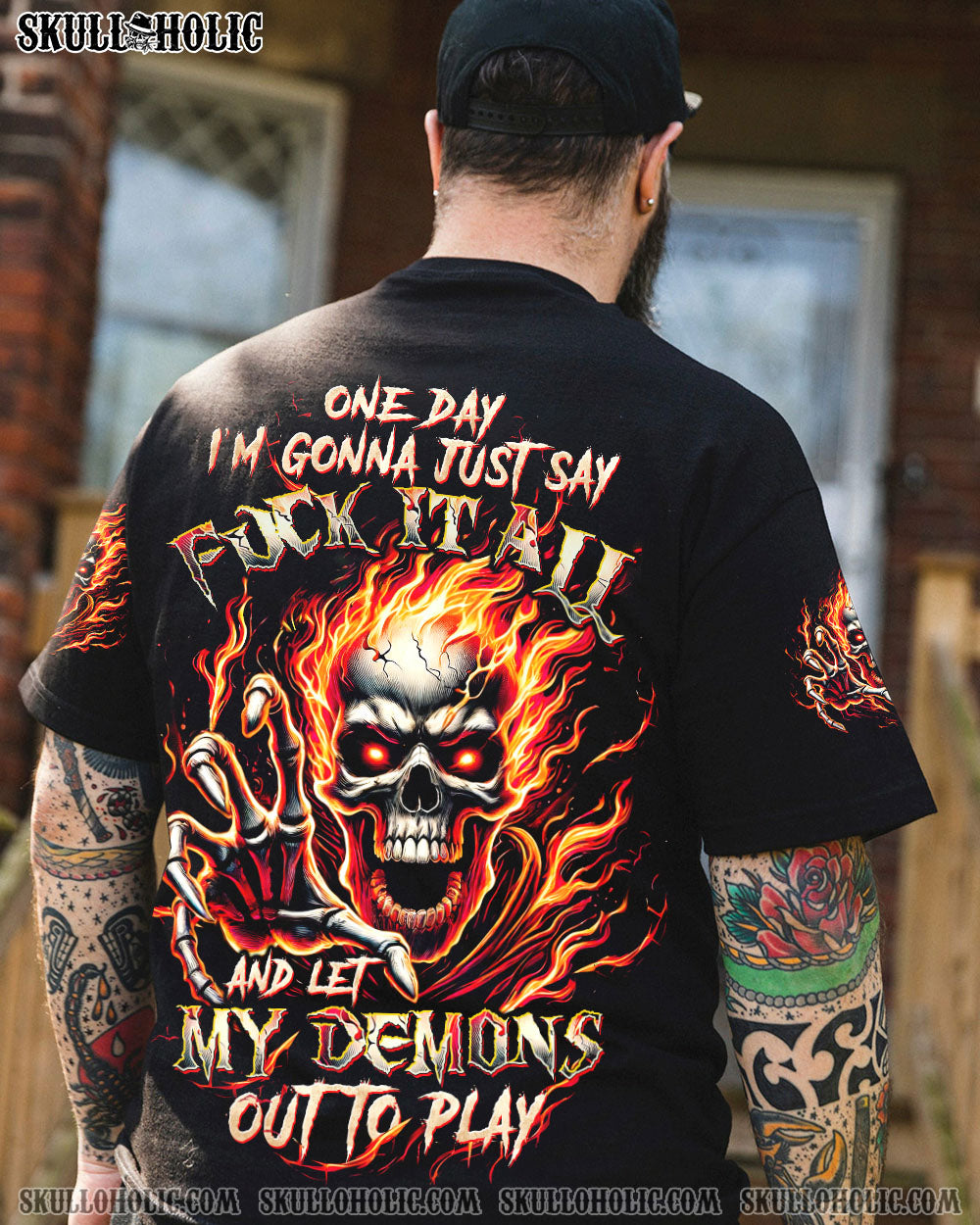 BLISSCORNERS ONE DAY I'M GONNA JUST SAY FIRE SKULL ALL OVER PRINT