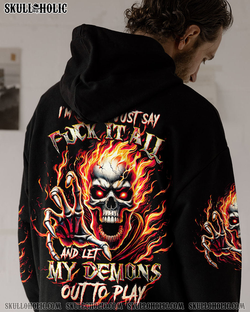 BLISSCORNERS ONE DAY I'M GONNA JUST SAY FIRE SKULL ALL OVER PRINT