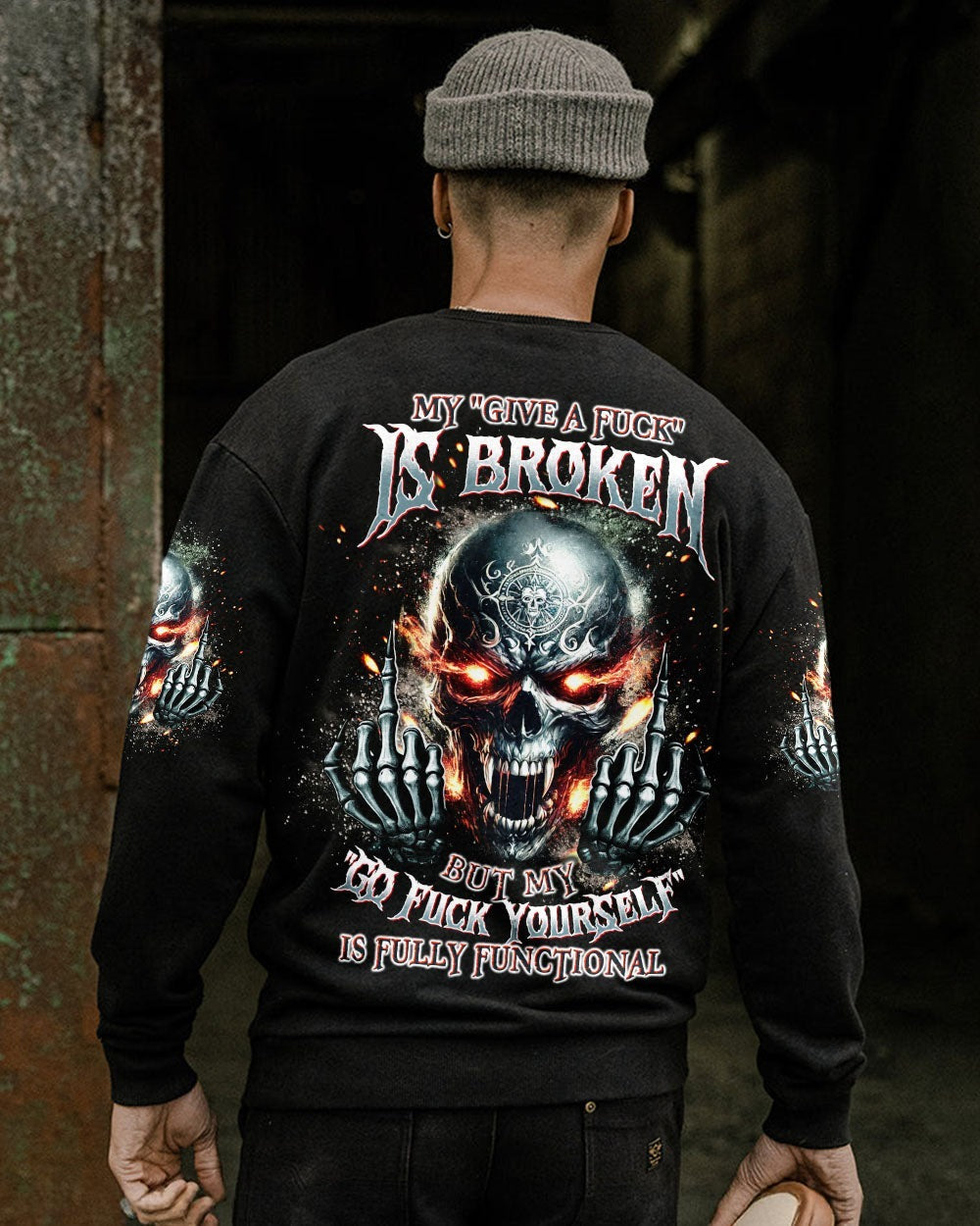 BLISSCORNERS MY GIVE A F IS BROKEN MADLY SKULL ALL OVER PRINT