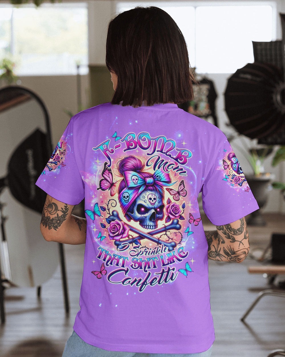BLISSCORNERS ASSUMING I WAS LIKE MOST GIRLS SKULL MESSY BUN ALL OVER PRINT
