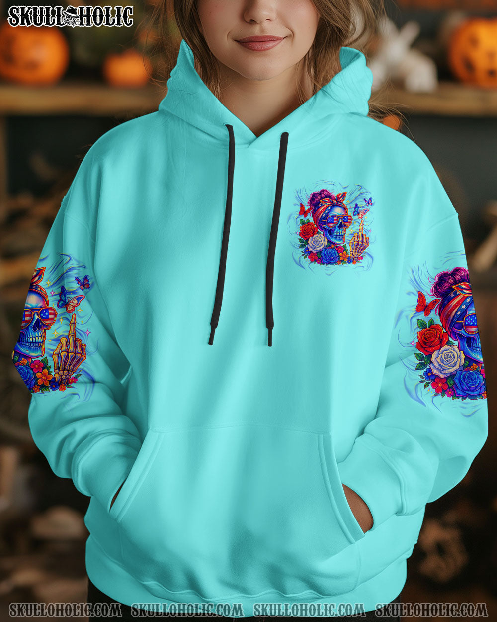 BLISSCORNERS THE GOOD GIRL IN ME MESSY  BUN SKULL ALL OVER PRINT