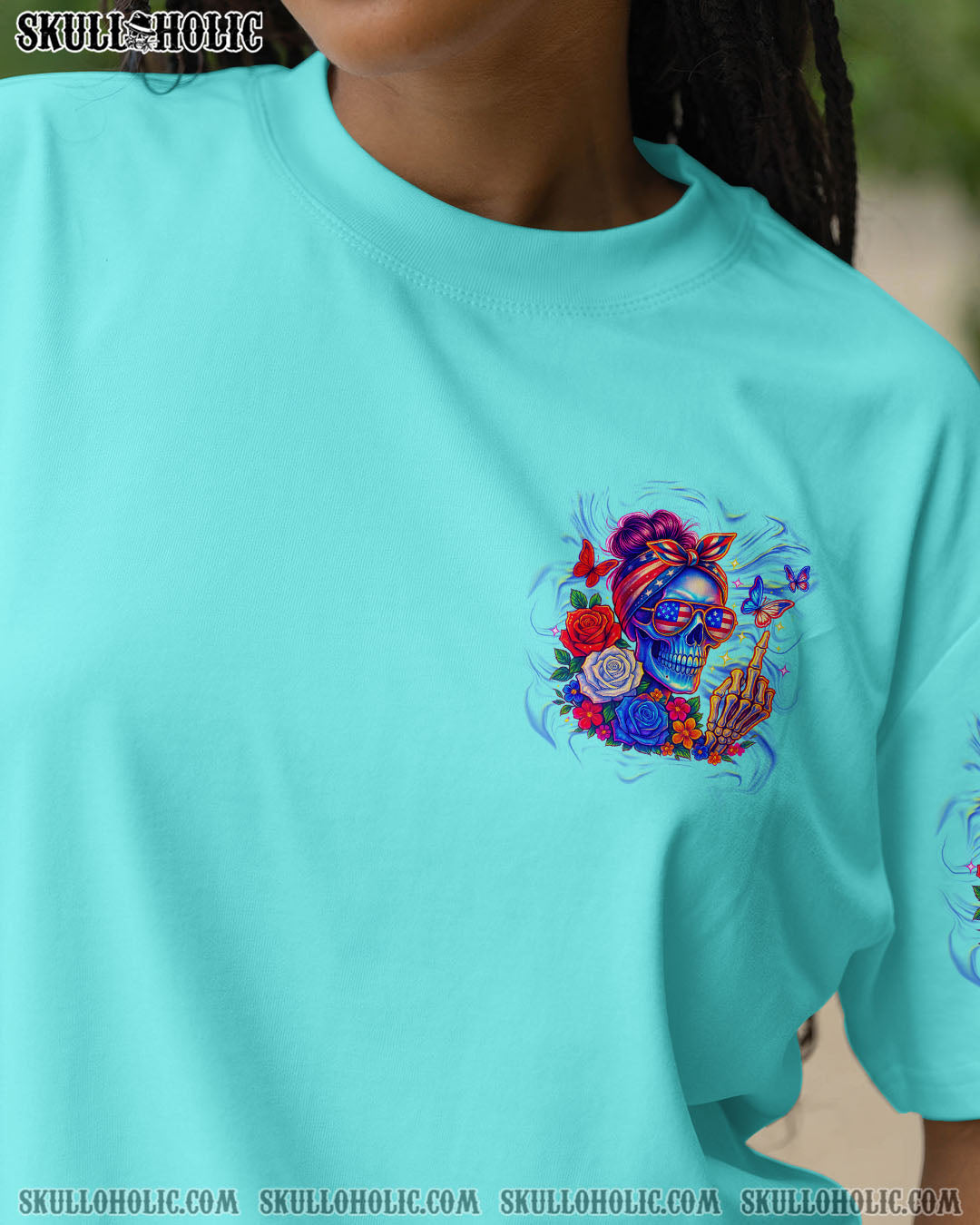 BLISSCORNERS THE GOOD GIRL IN ME MESSY  BUN SKULL ALL OVER PRINT