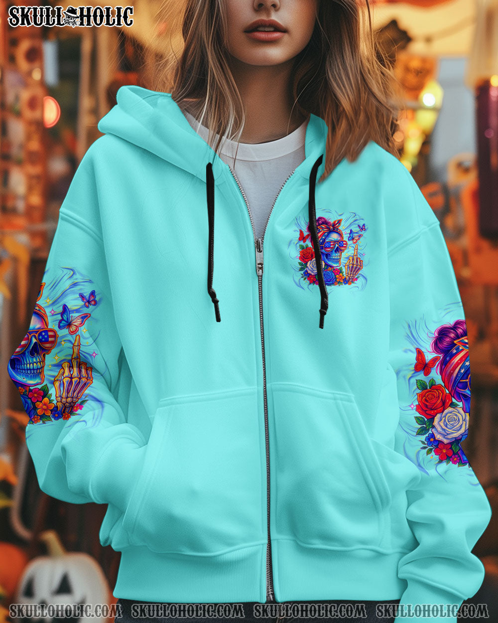 BLISSCORNERS THE GOOD GIRL IN ME MESSY  BUN SKULL ALL OVER PRINT