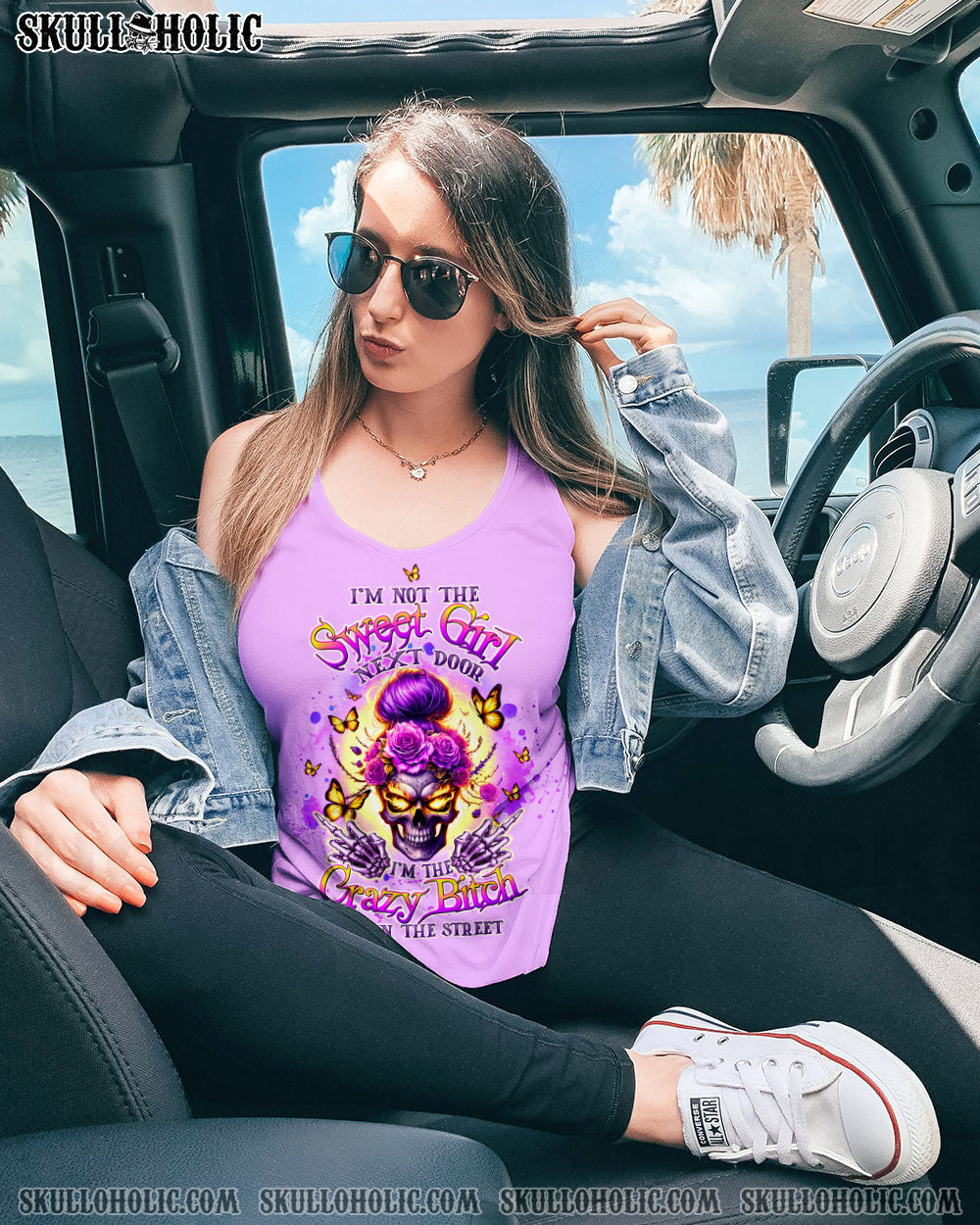 BLISSCORNERS YOU COULDN'T HANDLE ME MESSY BUN SKULL ALL OVER PRINT