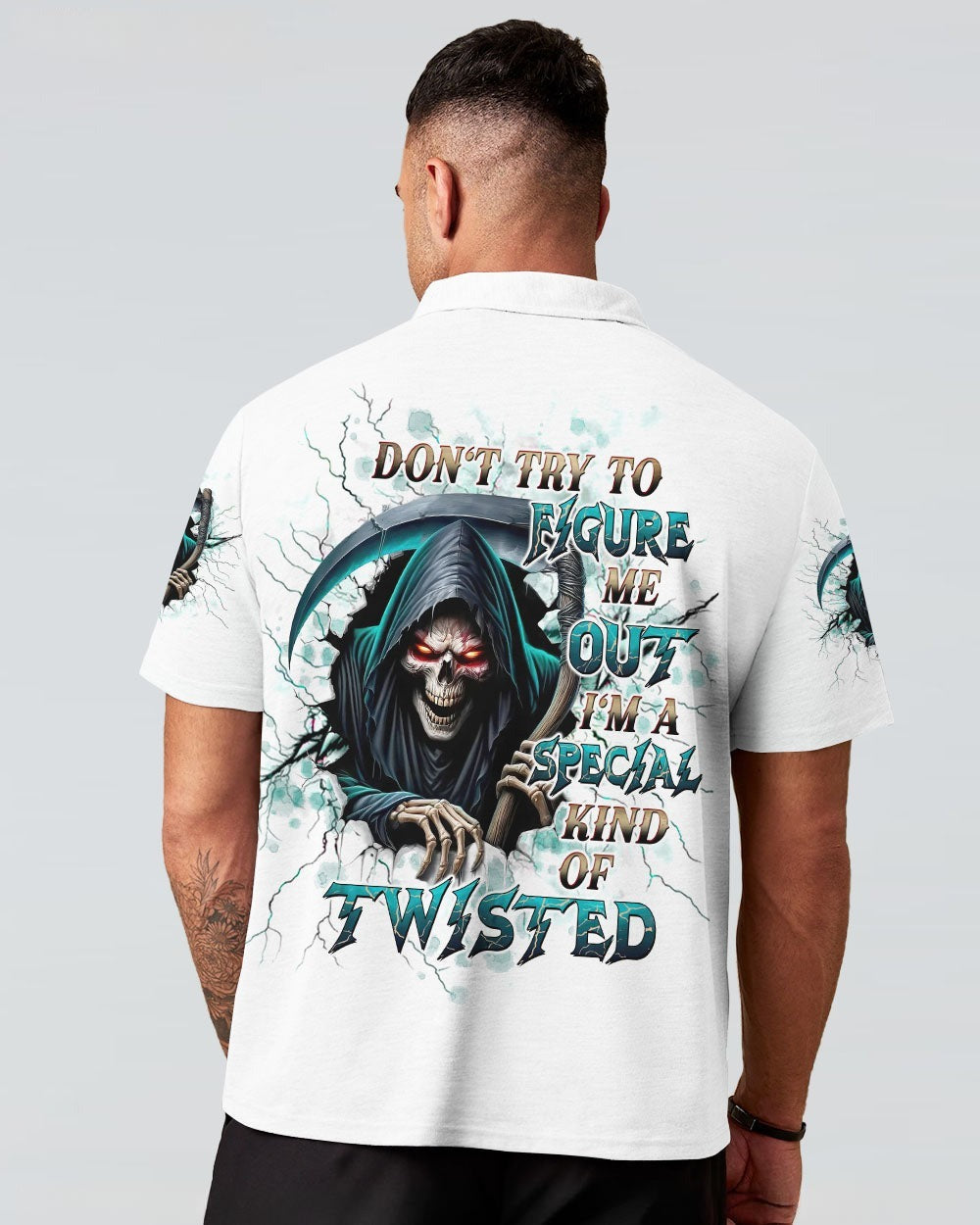 BLISSCORNERS DON'T TRY TO FIGURE ME OUT SKULL REAPER ALL OVER PRINT