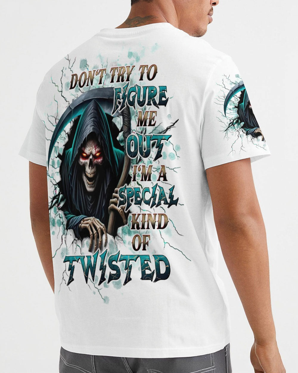 BLISSCORNERS DON'T TRY TO FIGURE ME OUT SKULL REAPER ALL OVER PRINT
