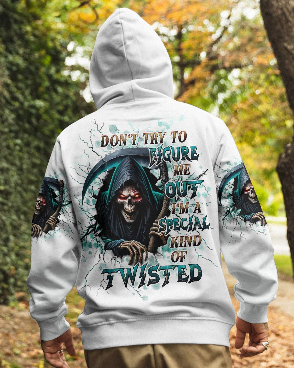 BLISSCORNERS DON'T TRY TO FIGURE ME OUT SKULL REAPER ALL OVER PRINT