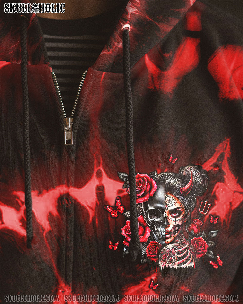 BLISSCORNERS THE GOOD GIRL IN ME HALF SKULL LADY TIE DYE  ALL OVER PRINT