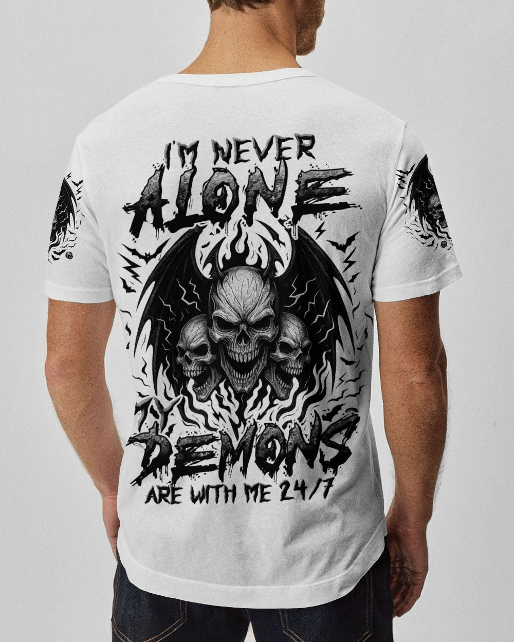 BLISSCORNERS I'M NEVER ALONE SKULL DEMON ALL OVER PRINT