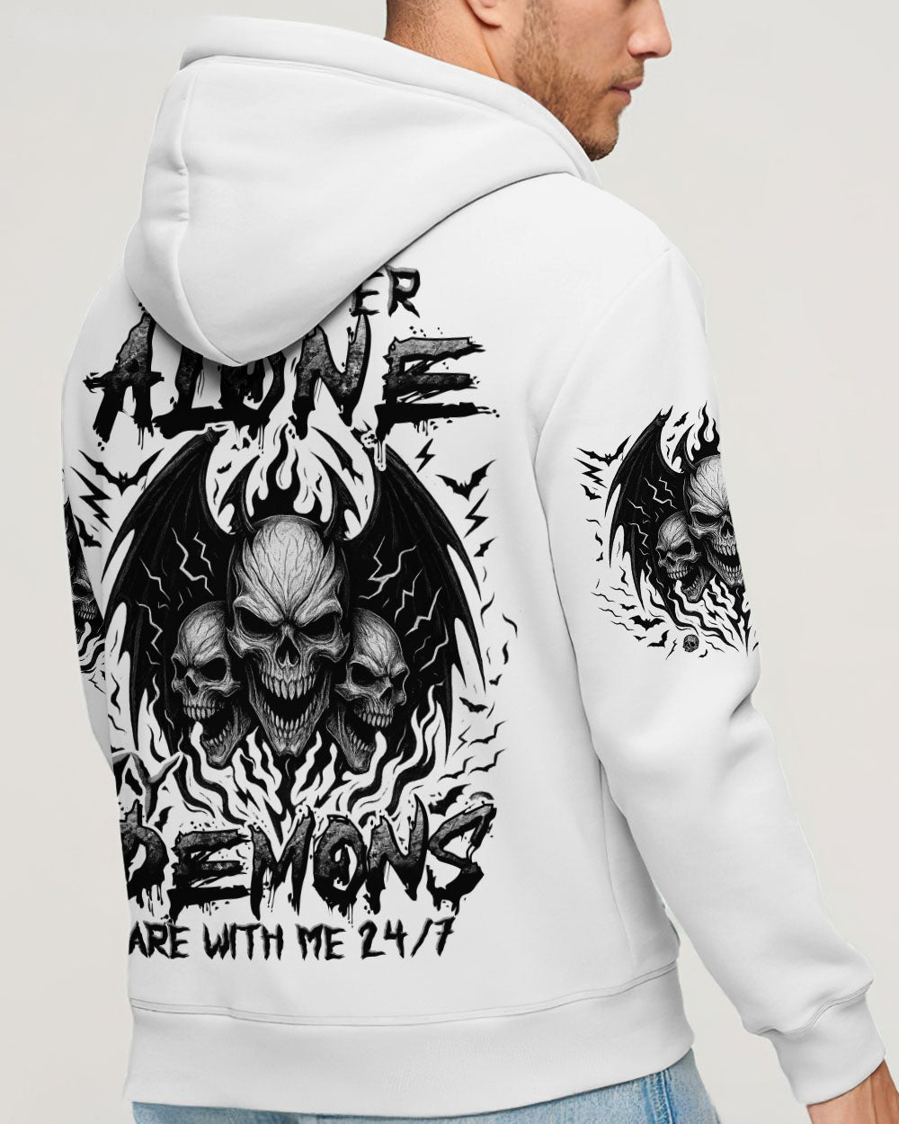 BLISSCORNERS I'M NEVER ALONE SKULL DEMON ALL OVER PRINT