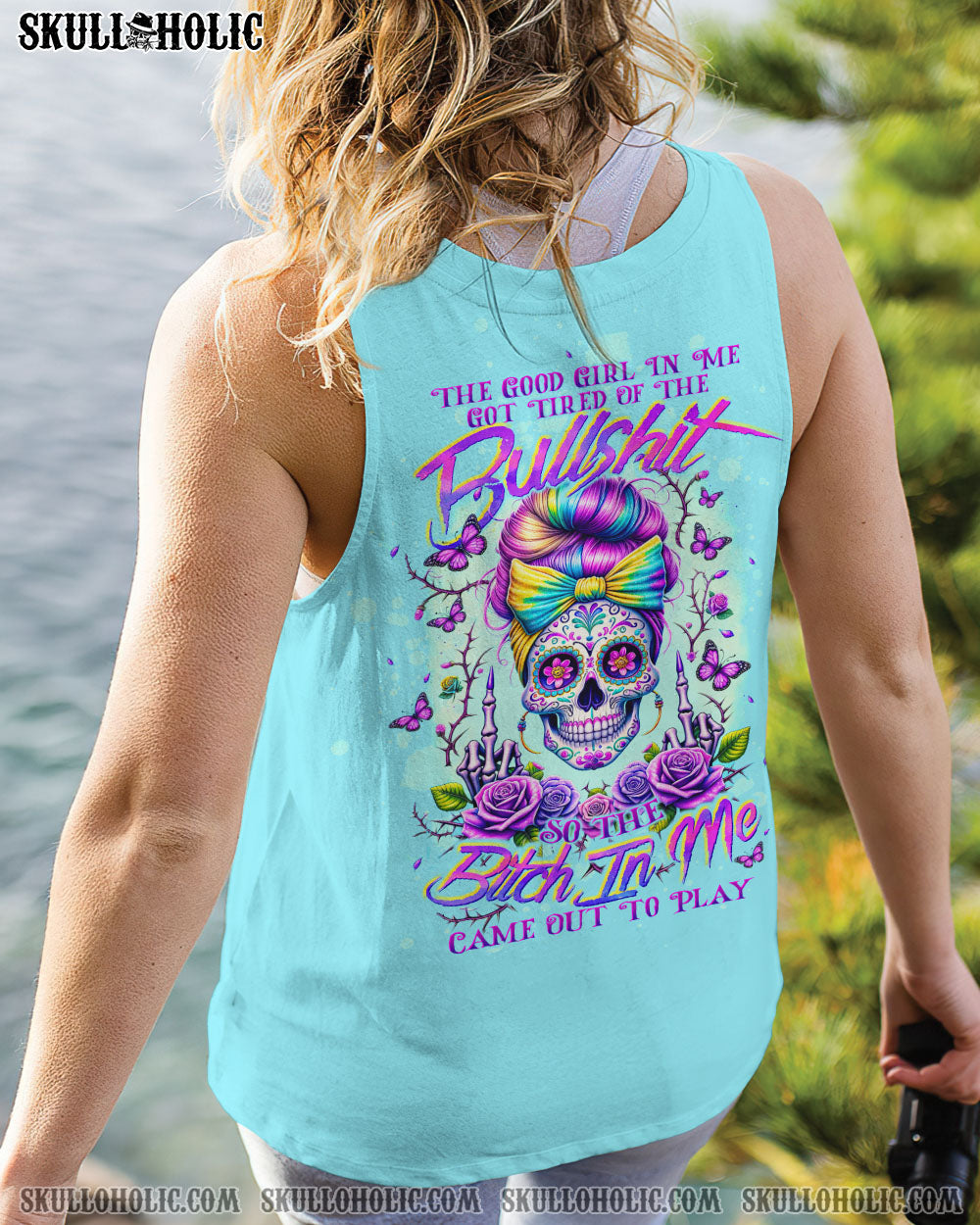 BLISSCORNERS I'M BLUNT BECAUSE GOD ROLLED ME MESSY BUN ALL OVER PRINT