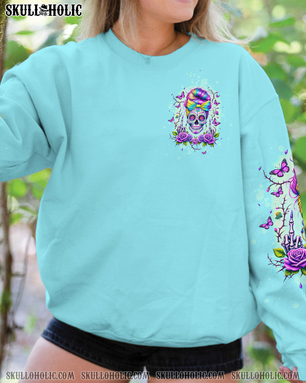 BLISSCORNERS I'M BLUNT BECAUSE GOD ROLLED ME MESSY BUN ALL OVER PRINT