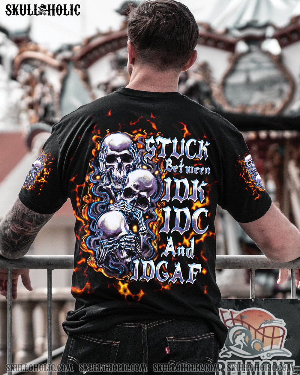 BLISSCORNERS STUCK BETWEEN IDK IDC AND IDGAF SKULL ALL OVER PRINT