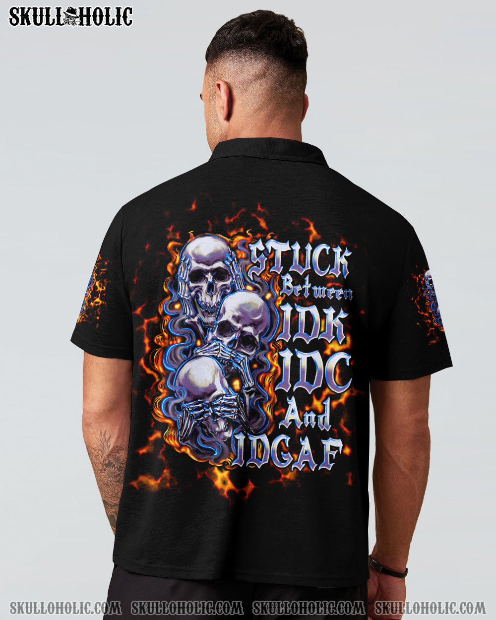 BLISSCORNERS STUCK BETWEEN IDK IDC AND IDGAF SKULL ALL OVER PRINT
