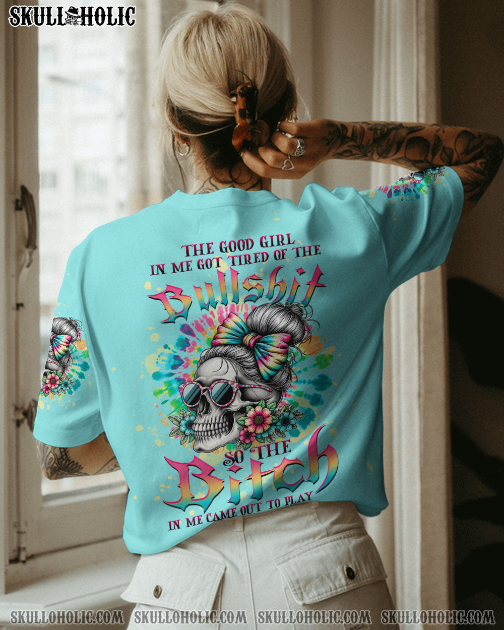 BLISSCORNERS MY GIVE A F MESSY BUN TIE DYE ALL OVER PRINT