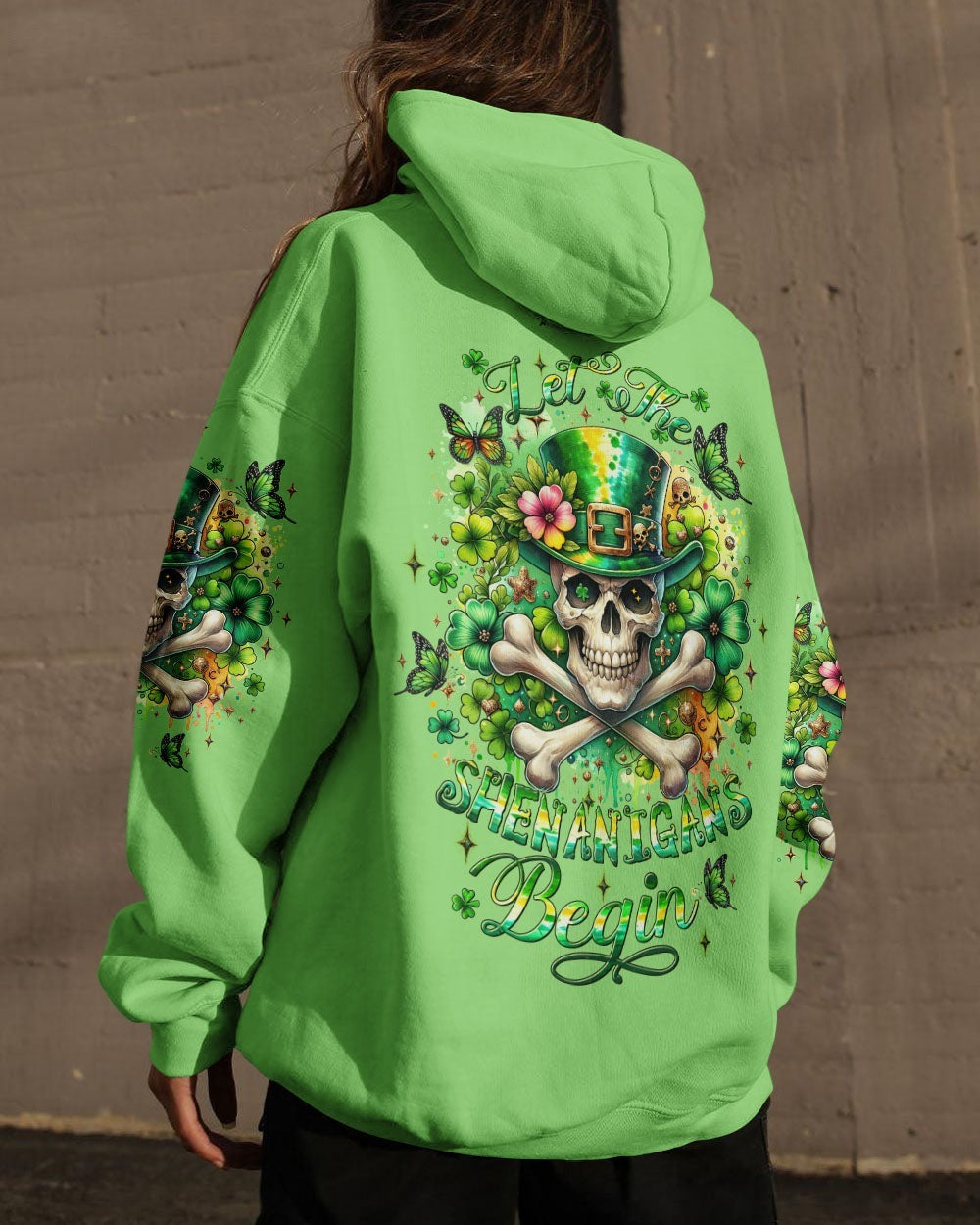 BLISSCORNERS LET THE SHENANIGANS BEGIN SKULL BONES PATRICK'S DAY ALL OVER PRINT