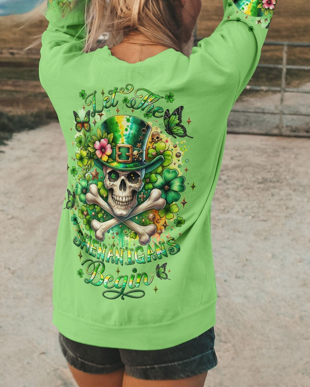 BLISSCORNERS LET THE SHENANIGANS BEGIN SKULL BONES PATRICK'S DAY ALL OVER PRINT