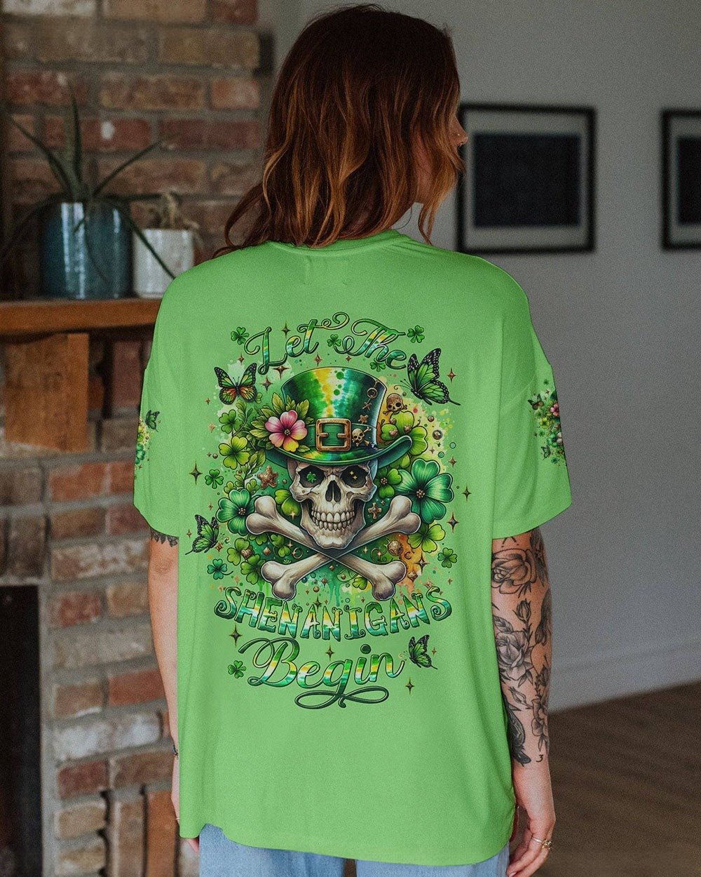BLISSCORNERS LET THE SHENANIGANS BEGIN SKULL BONES PATRICK'S DAY ALL OVER PRINT