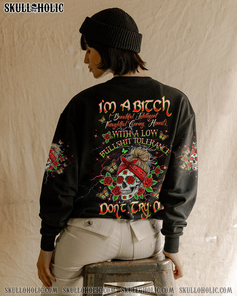 BLISSCORNERS I HOLD A BEAST AN ANGEL MESSY BUN ALL OVER PRINT