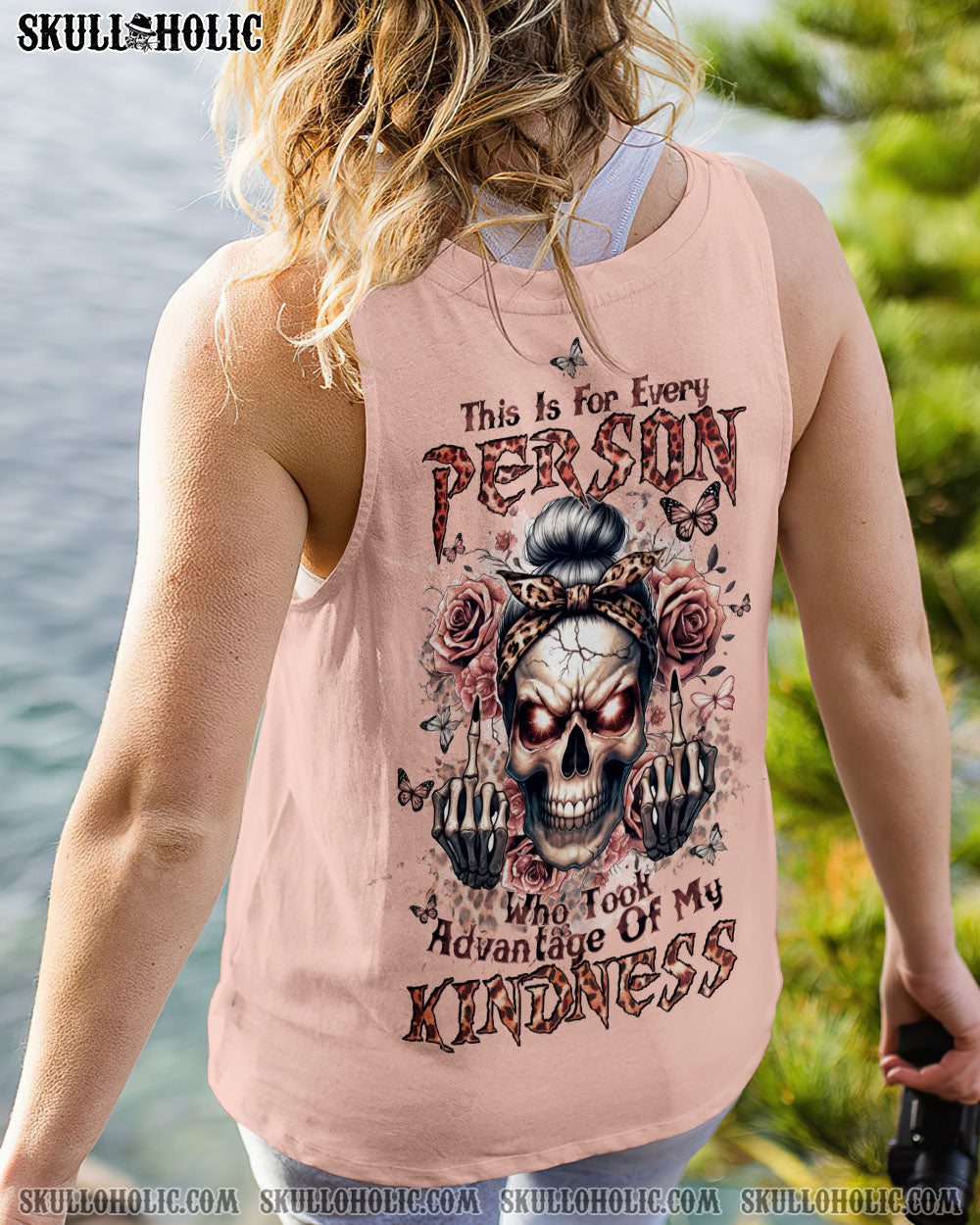 BLISSCORNERS I AM A SWEET GIRL BUT IF YOU PISS ME OFF SKULL MESSY BUN ALL OVER PRINT