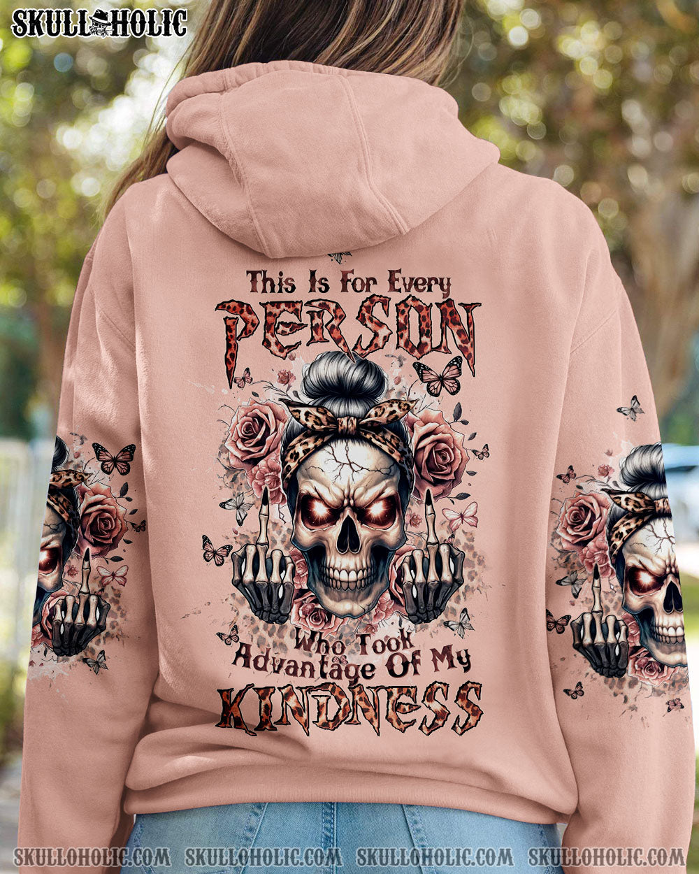 BLISSCORNERS I AM A SWEET GIRL BUT IF YOU PISS ME OFF SKULL MESSY BUN ALL OVER PRINT