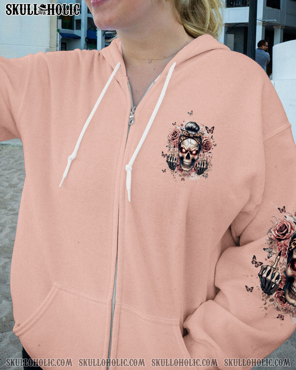 BLISSCORNERS I AM A SWEET GIRL BUT IF YOU PISS ME OFF SKULL MESSY BUN ALL OVER PRINT