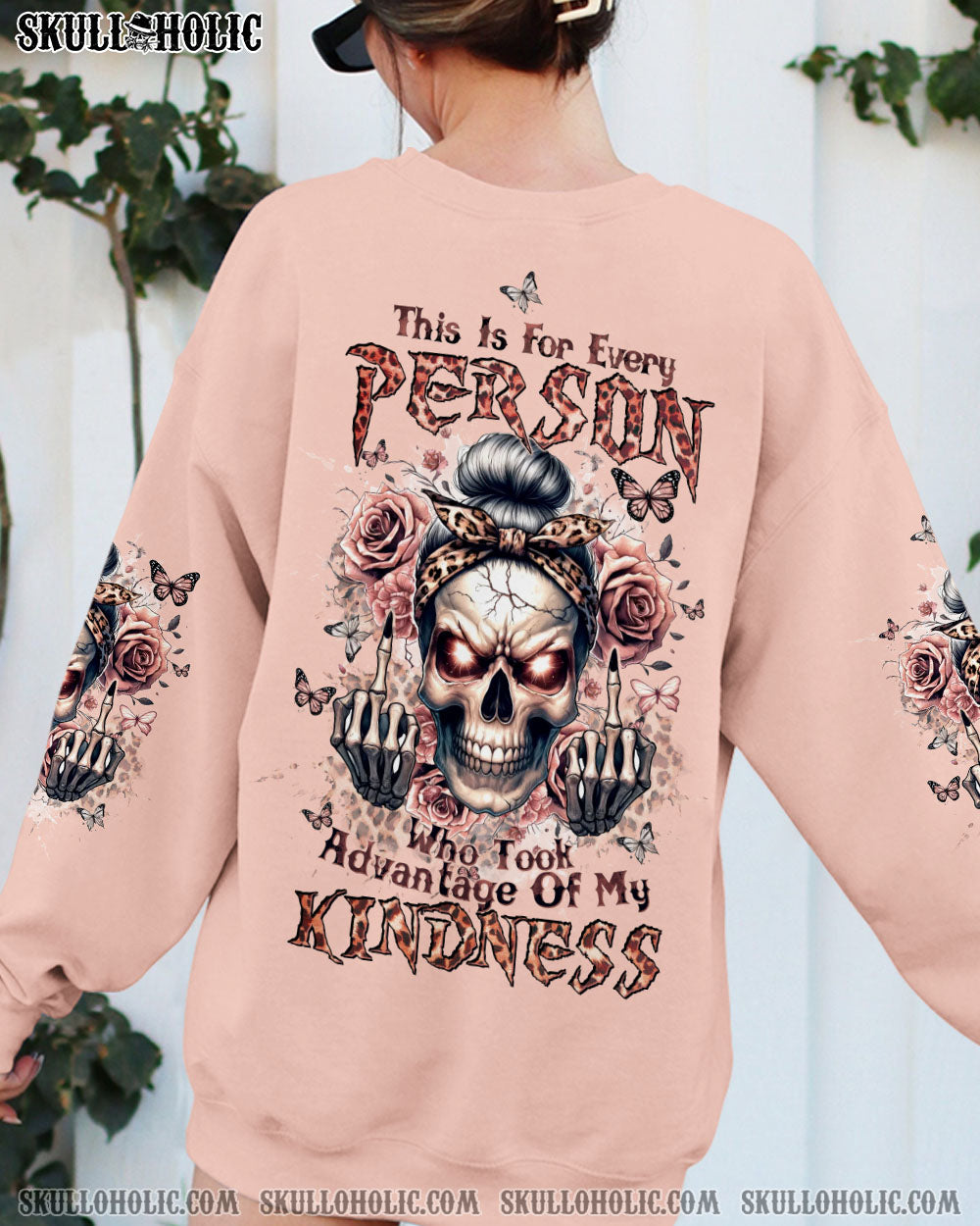 BLISSCORNERS I AM A SWEET GIRL BUT IF YOU PISS ME OFF SKULL MESSY BUN ALL OVER PRINT