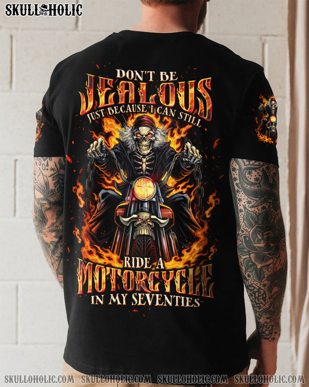 BLISSCORNERS DON'T BE JEALOUS BIKER SKULL ALL OVER PRINT