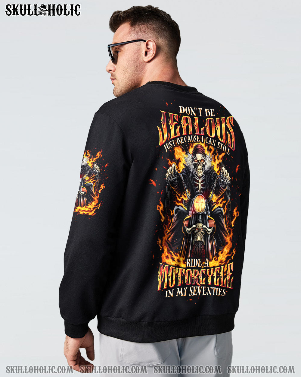 BLISSCORNERS DON'T BE JEALOUS BIKER SKULL ALL OVER PRINT