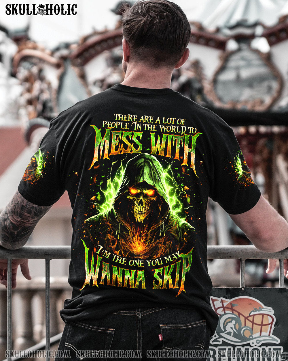 BLISSCORNERS I'M THE ONE YOU MAY WANNA SKIP SKULL REAPER ALL OVER PRINT