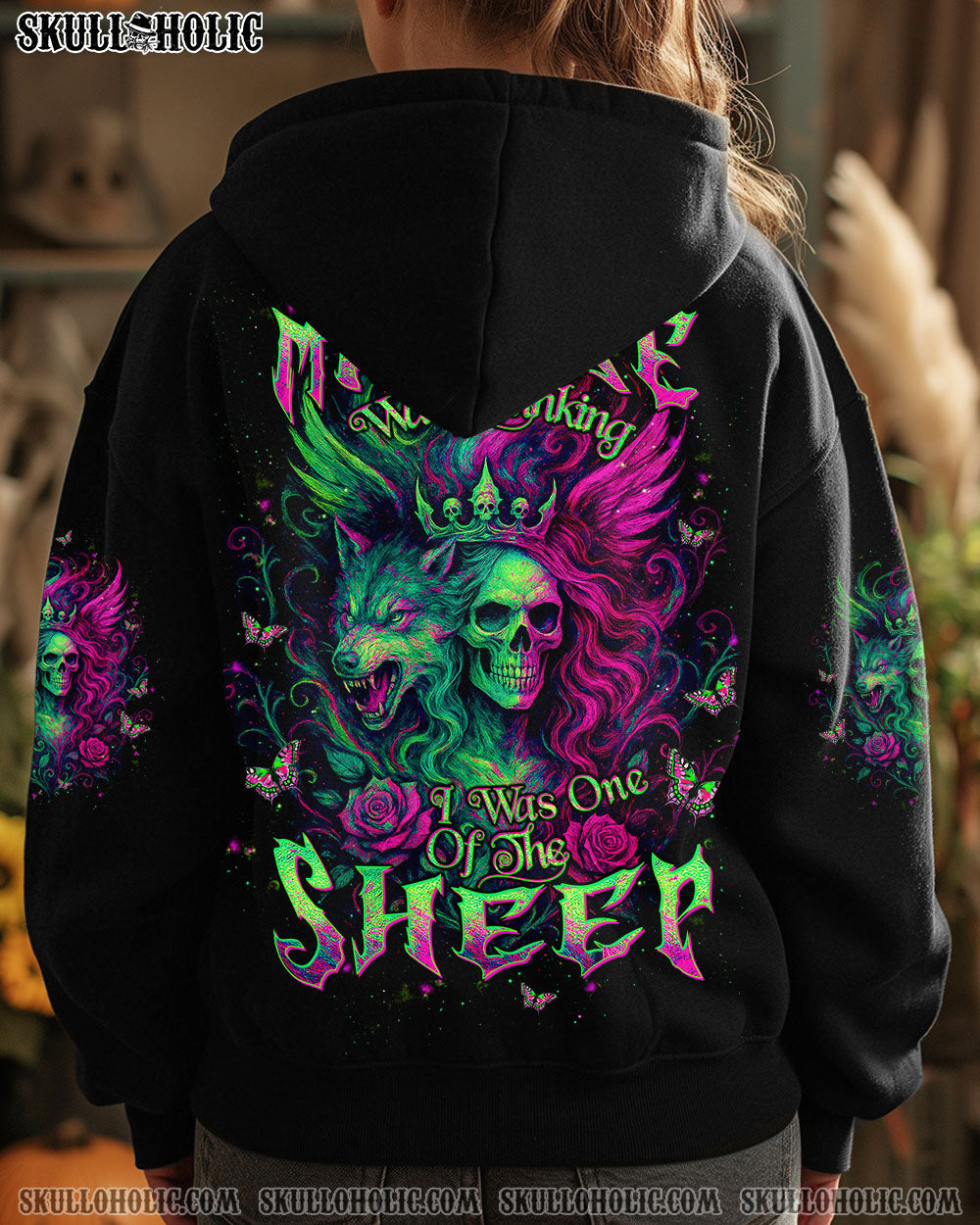 BLISSCORNERS YOUR FIRST MISTAKE WOLF SKULL LADY ALL OVER PRINT