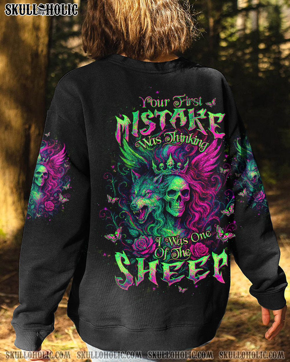 BLISSCORNERS YOUR FIRST MISTAKE WOLF SKULL LADY ALL OVER PRINT