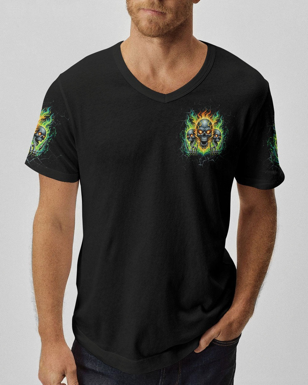 BLISSCORNERS I HAVE 3 SIDES 3 SKULLS FIRE ALL OVER PRINT