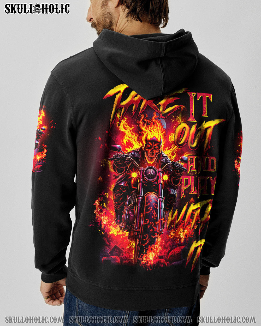 BLISSCORNERS TAKE IT OUT AND PLAY WITH IT BIKER SKULL ALL OVER PRINT