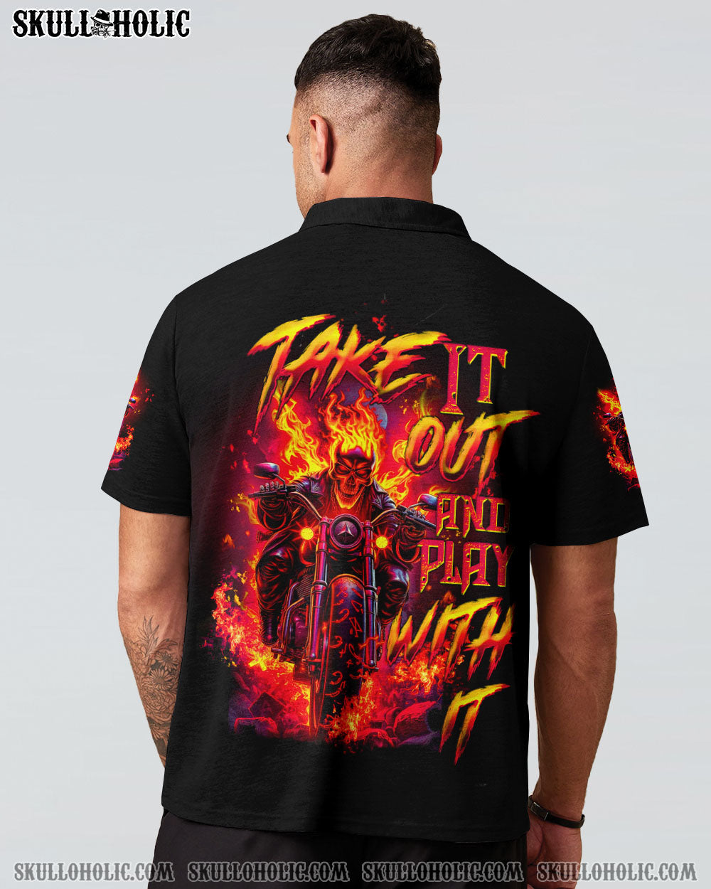 BLISSCORNERS TAKE IT OUT AND PLAY WITH IT BIKER SKULL ALL OVER PRINT