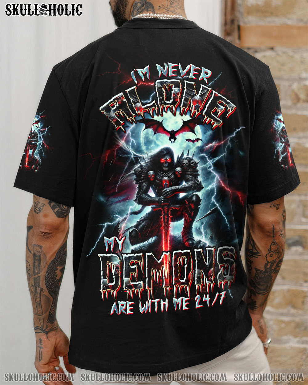 BLISSCORNERS I'M NEVER ALONE MY DEMONS ARE WITH ME 24/7 ALL OVER PRINT