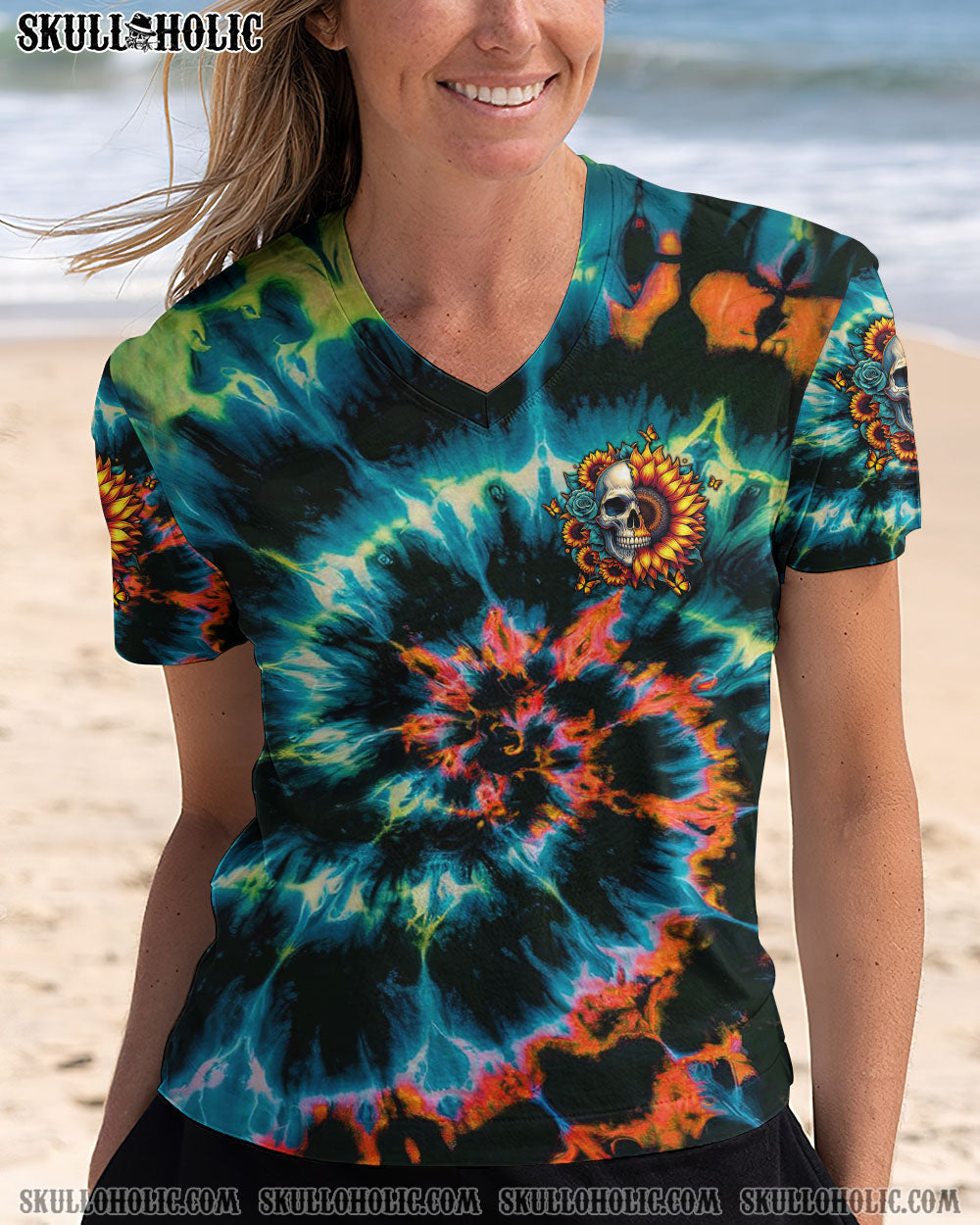 BLISSCORNERS DON'T TRY TO FIGURE ME OUT  SKULL SUNFLOWER ALL OVER PRINT
