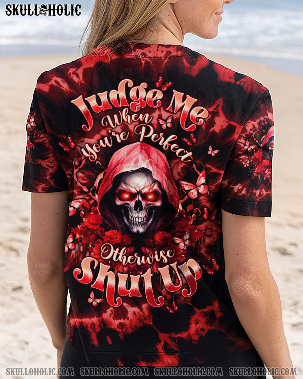 BLISSCORNERS JUDGE ME WHEN SKULL REAPER ROSE ALL OVER PRINT
