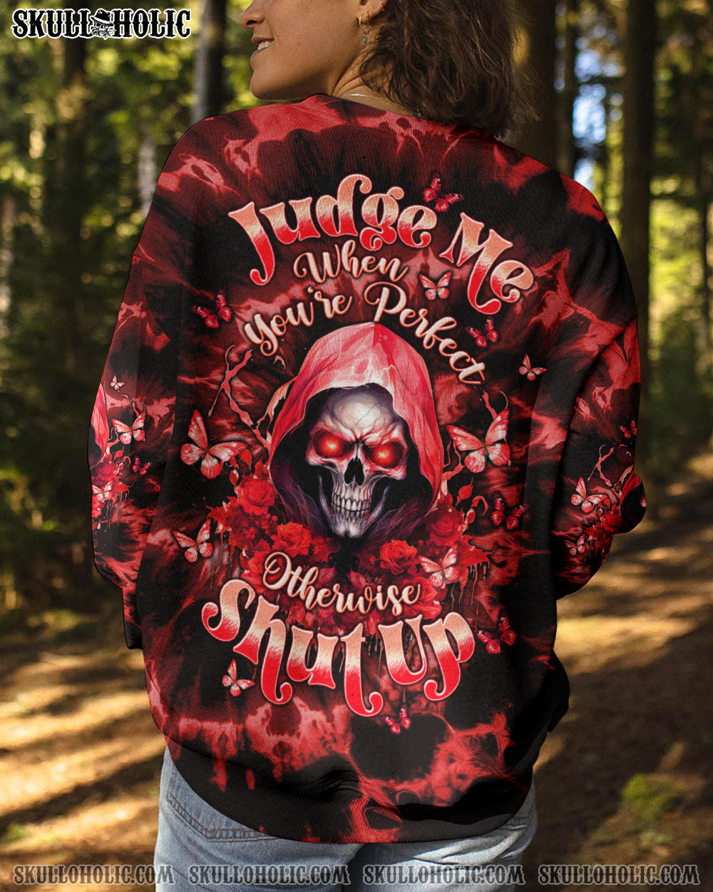 BLISSCORNERS JUDGE ME WHEN SKULL REAPER ROSE ALL OVER PRINT