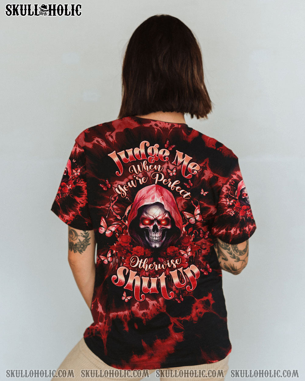 BLISSCORNERS JUDGE ME WHEN SKULL REAPER ROSE ALL OVER PRINT