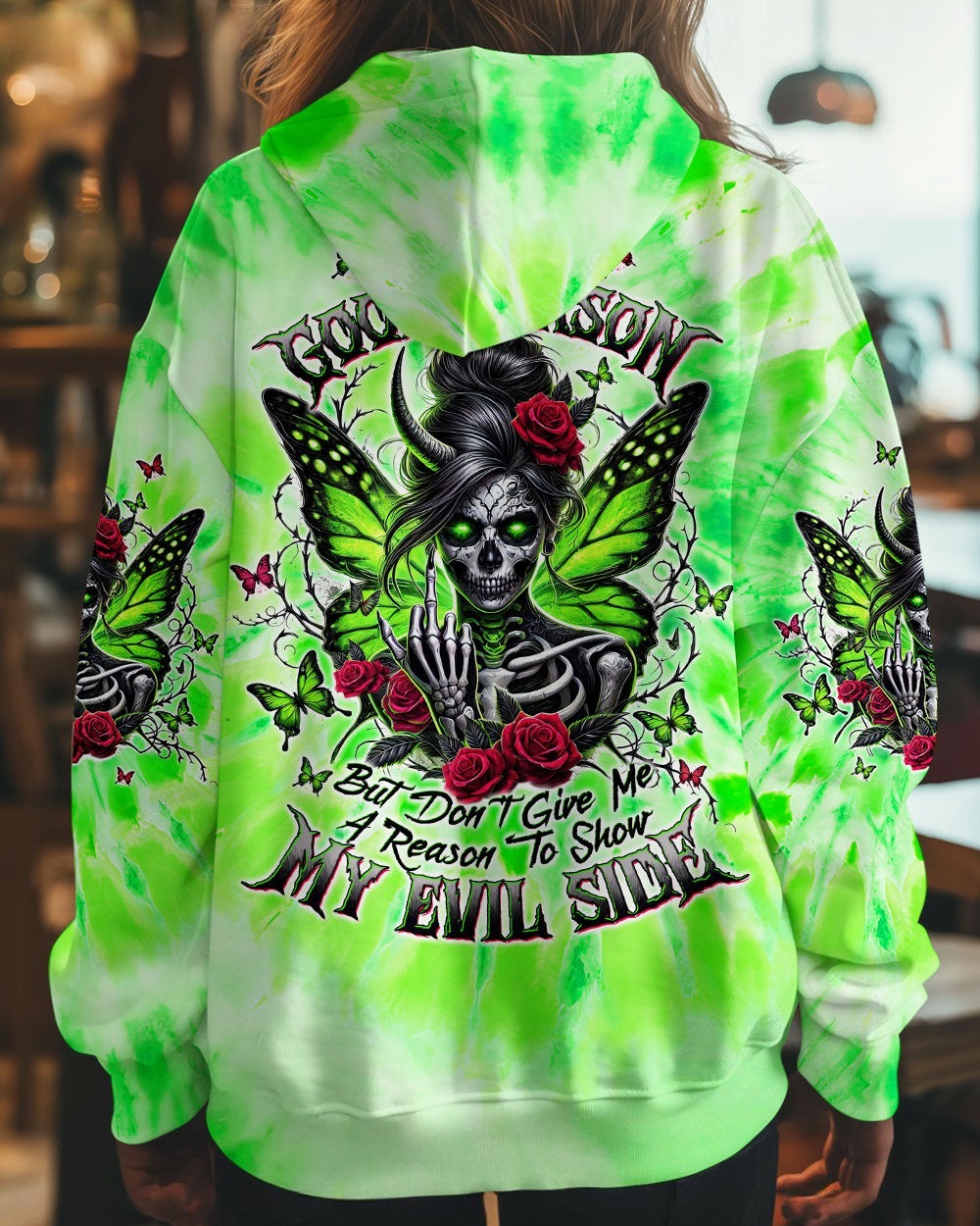 BLISSCORNERS I DON'T CARE WHAT YOU THINK OF ME SKULL MESSY BUN ALL OVER PRINT