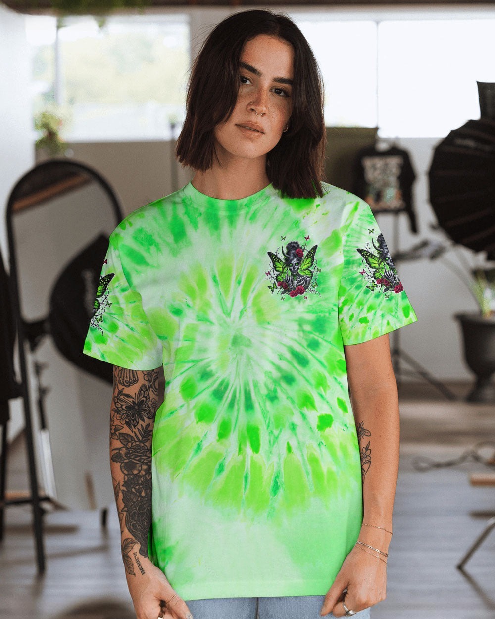 BLISSCORNERS I DON'T CARE WHAT YOU THINK OF ME SKULL MESSY BUN ALL OVER PRINT